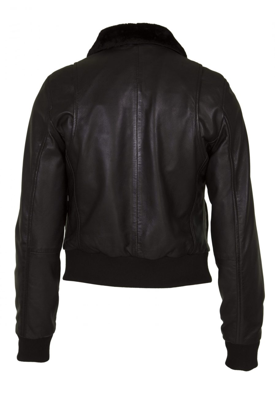Women Real Leather Lamb Nappa Jacket Bomber Black - Helium Leather