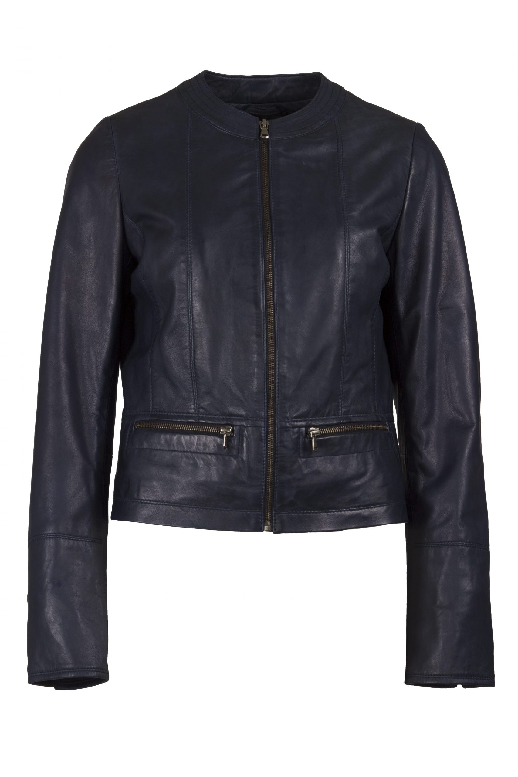 Women Real Leather Lamb Nappa Jacket Navy – Helium Leather