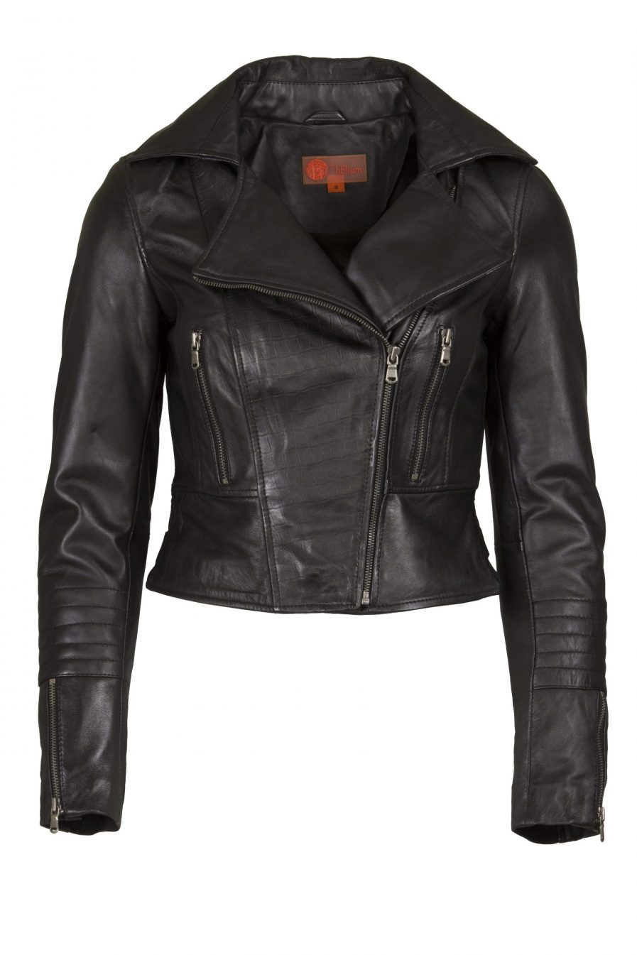 Women Real Leather Lamb Nappa Biker Jacket Black - Helium Leather
