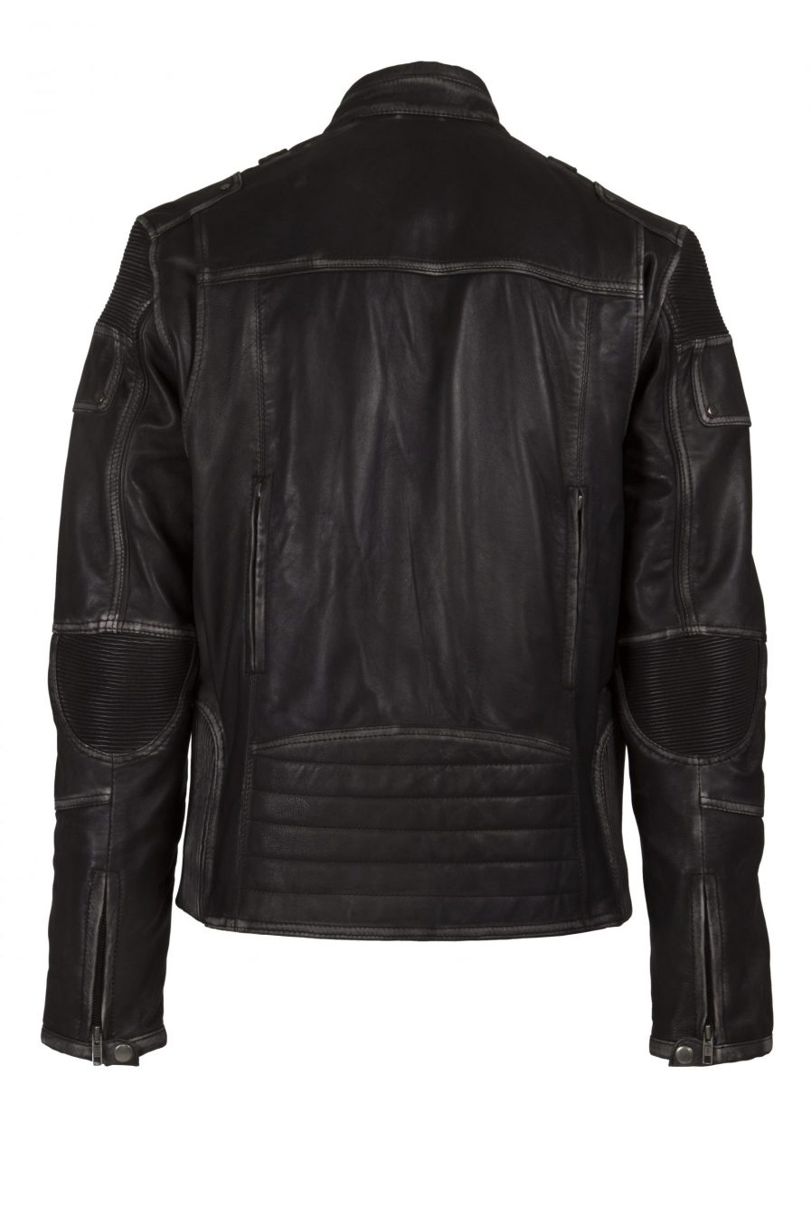Men Real Leather Lamb Nappa Jacket Biker Grey Ruboff - Helium Leather