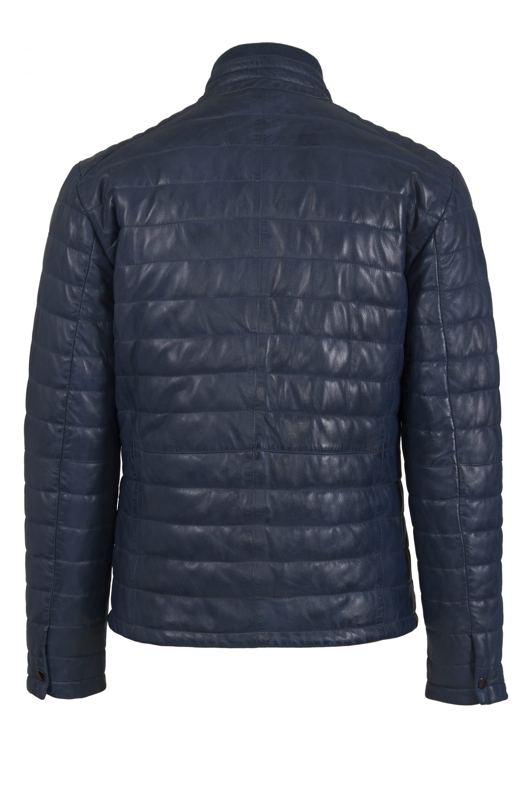 Men Real Leather Lamb Nappa Quilted Jacket Blue - Helium Leather
