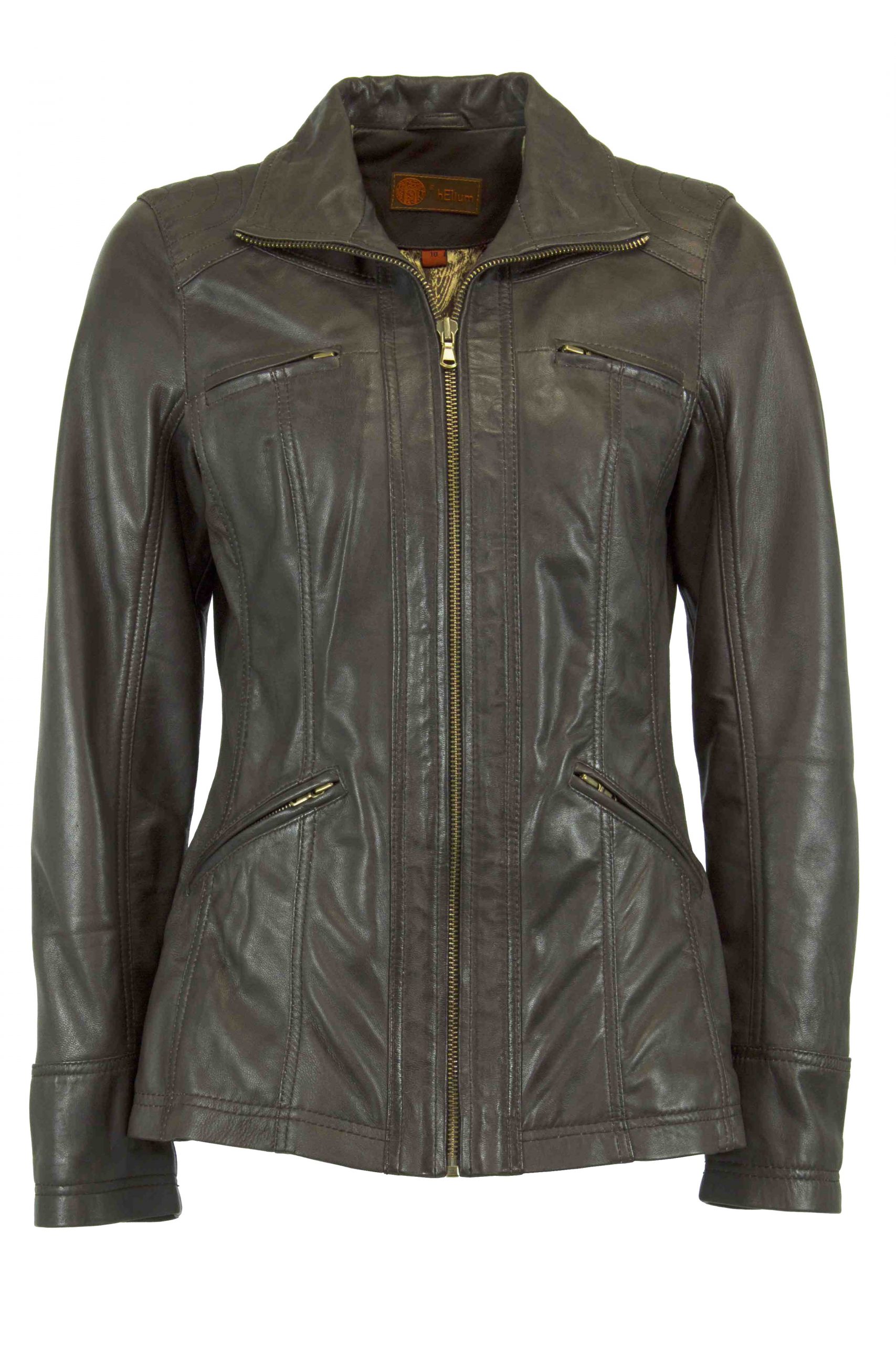 Women Real Leather Lamb Nappa Jacket Hip Length Brown – Helium Leather
