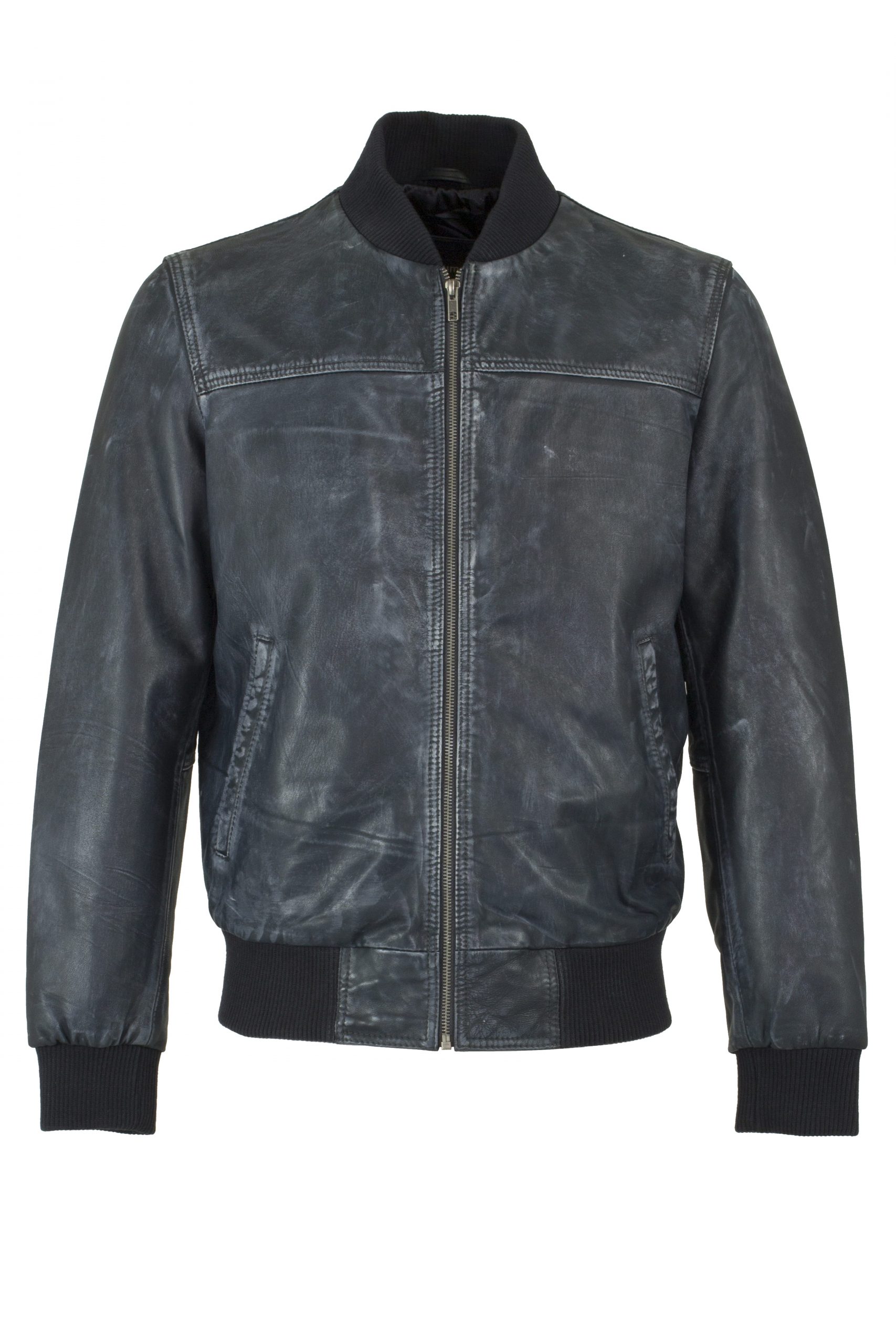 Men Real Leather Lamb Nappa Bomber Jacket Bluewash – Helium Leather