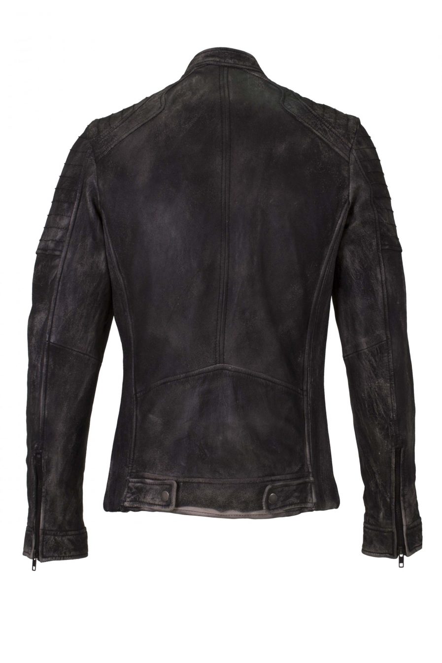 Men Real Leather Lamb Nappa Biker Jacket Blackwash - Helium Leather