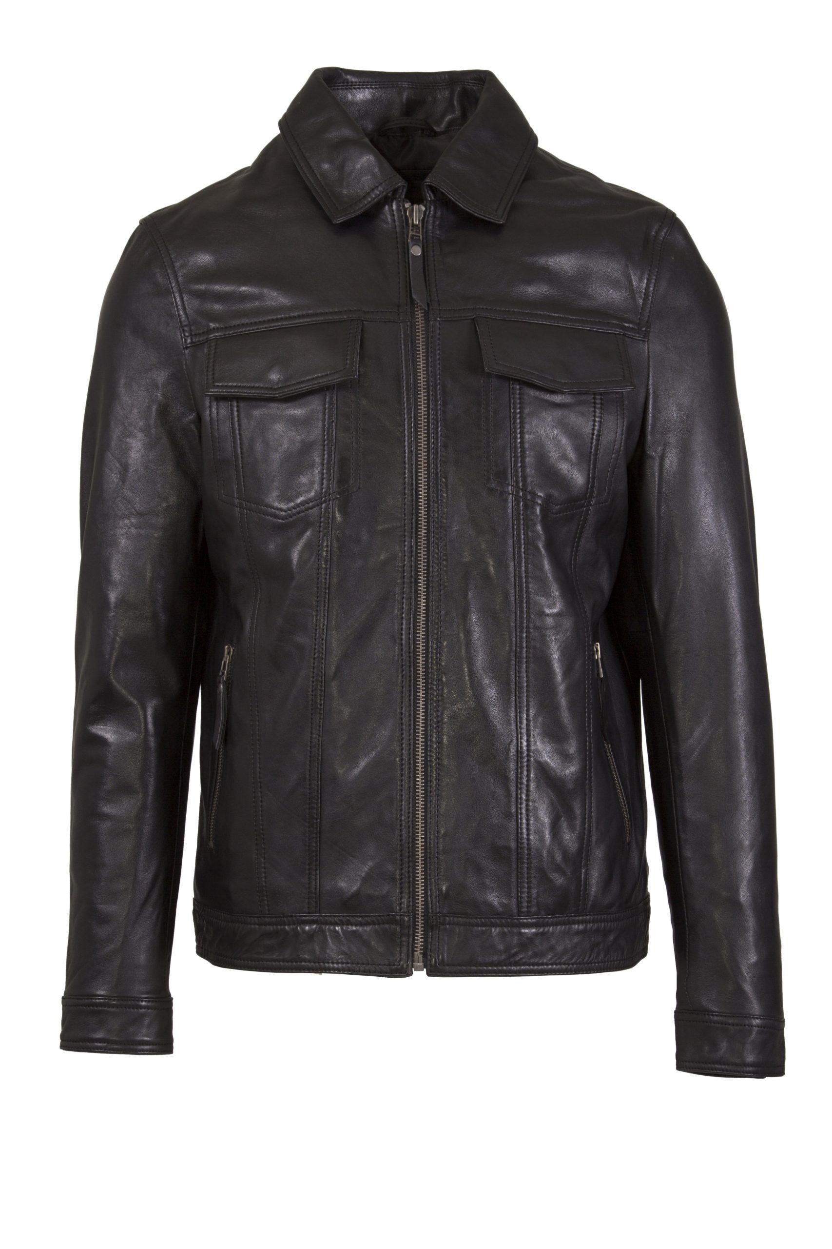 Men Real Leather Lamb Nappa Jacket Black - Helium Leather
