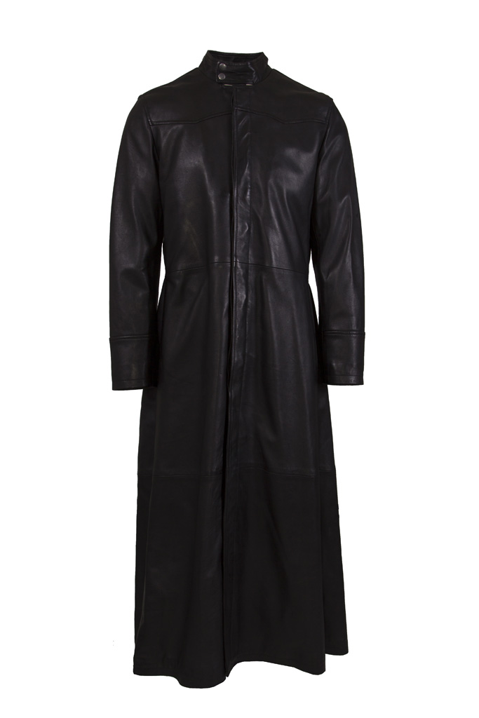 Men Real Leather Lamb Nappa Trench Coat Black - Helium Leather